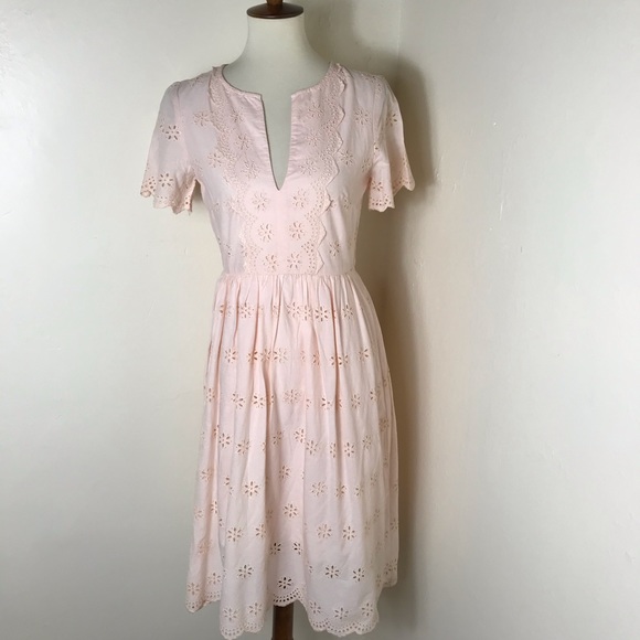 madewell scalloped eyelet midi dress